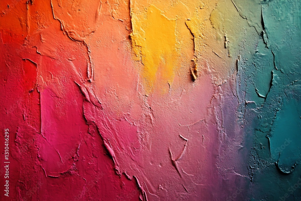 Aufkleber Abstract textured wall with vibrant colors transitioning from orange to blue creating walls of art : Generative AI
