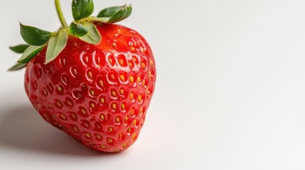 Fresh strawberry on a clean white background, ready to delight