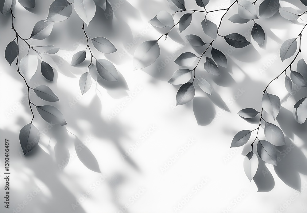 Aufkleber elegant gray leaves casting intricate shadows in soft lighting for a serene aesthetic : generative a
