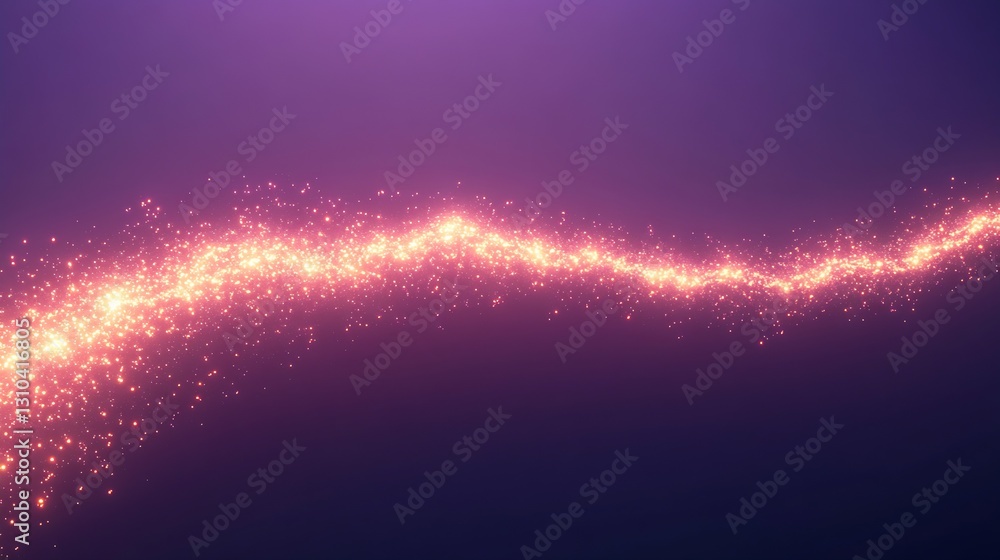 Leinwandbilder Dynamic shimmering pink light creating a wave of sparkling particles on a smooth gradient background : Generative AI