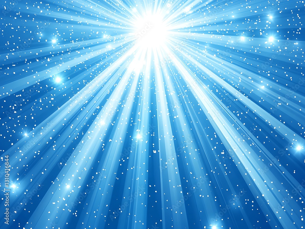 Aufkleber beautiful radiant light shining through dark blue space with sparkling stars and rays of illuminatio