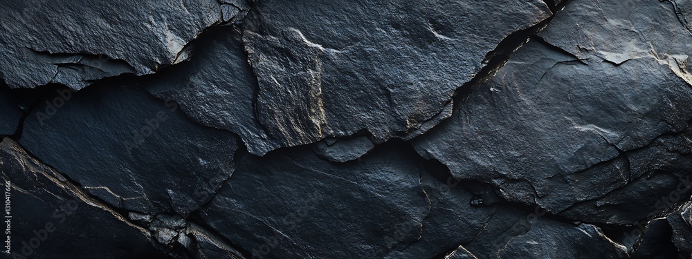 Leinwandbilder dynamic close up of dark slate rock with contrasting tones and details ideal for background use : ge