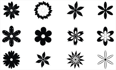 flowers icon set on a white background