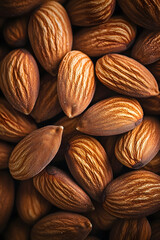 Fototapeta premium Discover the intricate textures and warm tones of raw almonds, showcasing their organic beauty and natural allure.