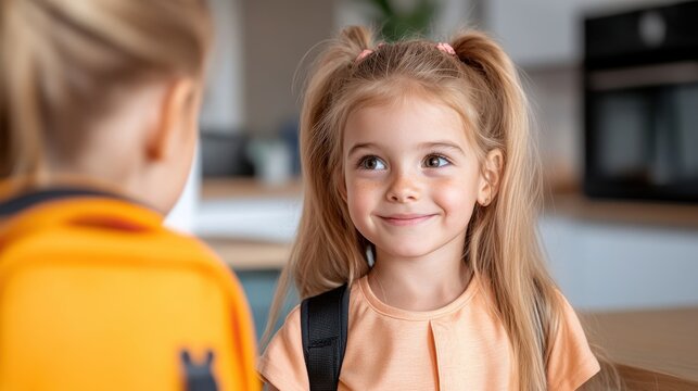 Bonding moments as a mother prepares daughter for first school day