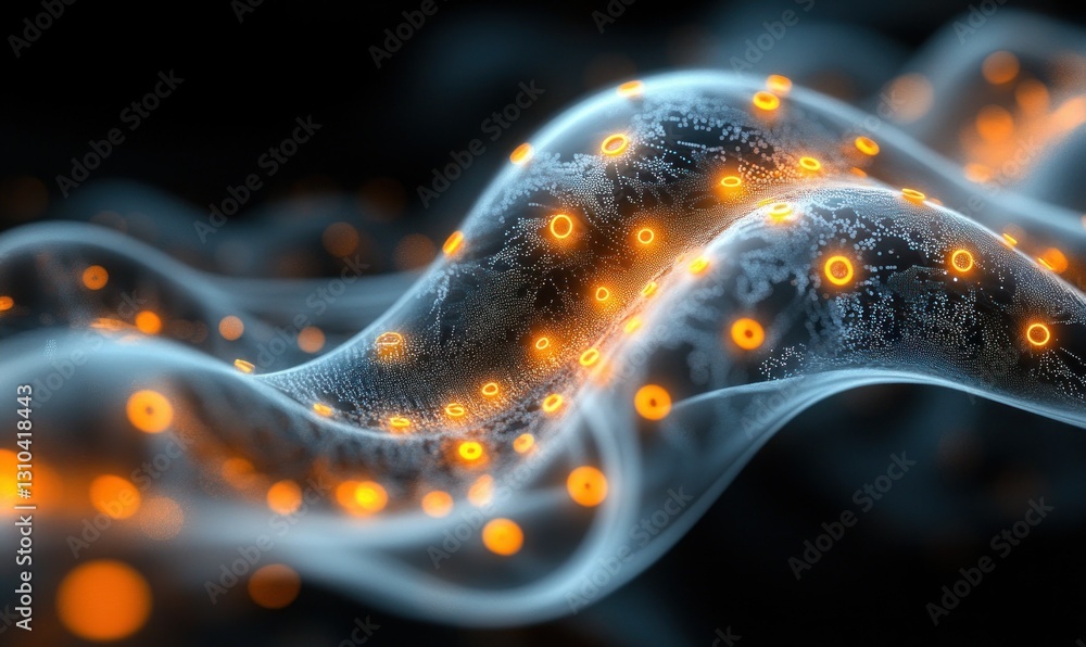 Poster ethereal flow of glowing particles in an abstract fluid environment