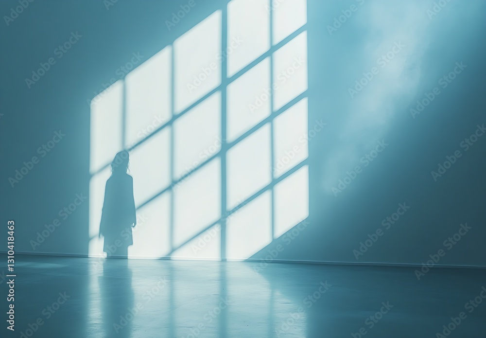 Fototapete evocative shadow figure against softly lit texture showcasing natural light from window creating ser