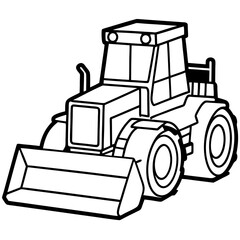 Bulldozer Black and White Outline Vector Illustration – Construction Clipart & Line Art Design, Bulldozer outline vector clipart – perfect for construction-themed designs, logos, and prints.