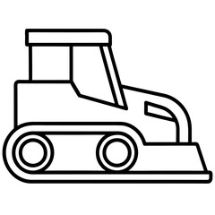 Bulldozer Black and White Outline Vector Illustration – Construction Clipart & Line Art Design, Bulldozer outline vector clipart – perfect for construction-themed designs, logos, and prints.