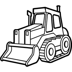 Bulldozer Black and White Outline Vector Illustration – Construction Clipart & Line Art Design, Bulldozer outline vector clipart – perfect for construction-themed designs, logos, and prints.