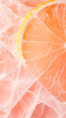 A vibrant citrus slice nestled in delicate pastel hues, evoking freshness and tranquility.
