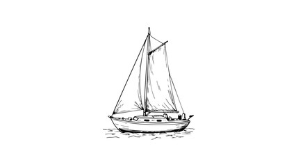 Vintage sketch of a sailboat on the water  