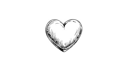 Vintage heart sketch illustration on white background  