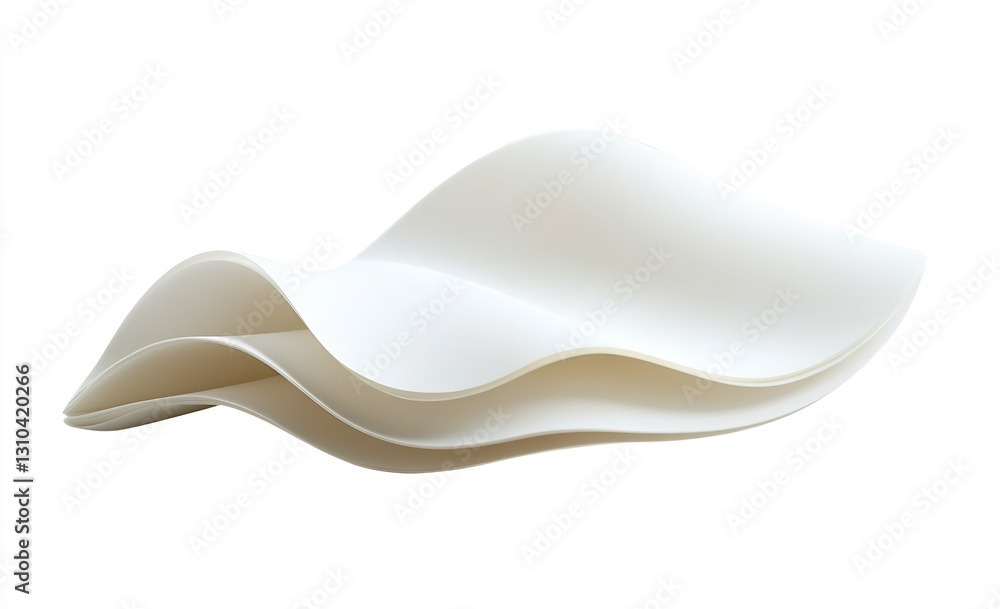 Leinwandbilder Graceful white paper sheets flowing gently creating smooth curves on a light background : Generative AI