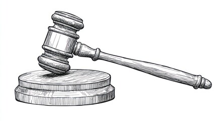 Court Gavel, Legal Proceeding Illustration,  Background Empty White, Possible Use Legal Document, Stock Photography