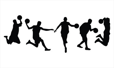 Vector set of Basketball players silhouettes