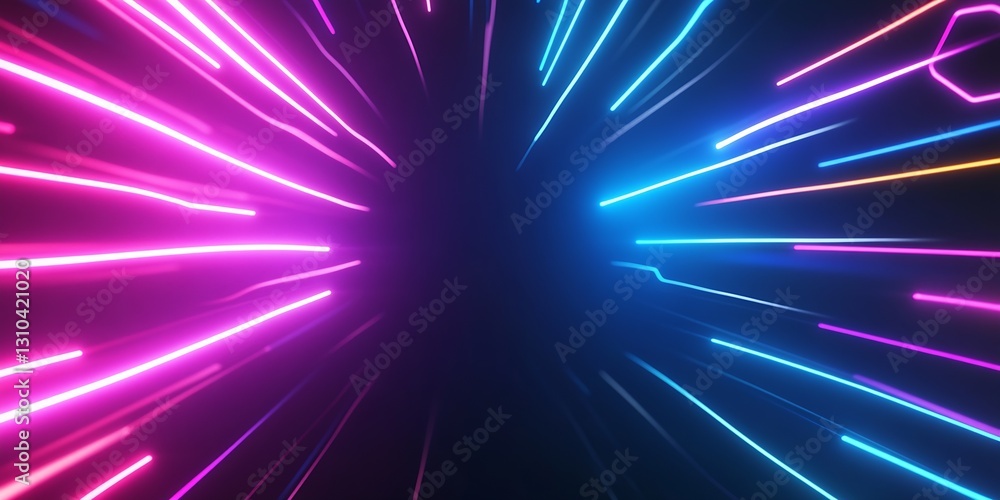 Aufkleber dynamic light trails in vibrant pink and blue colors creating a futuristic atmosphere : generative a