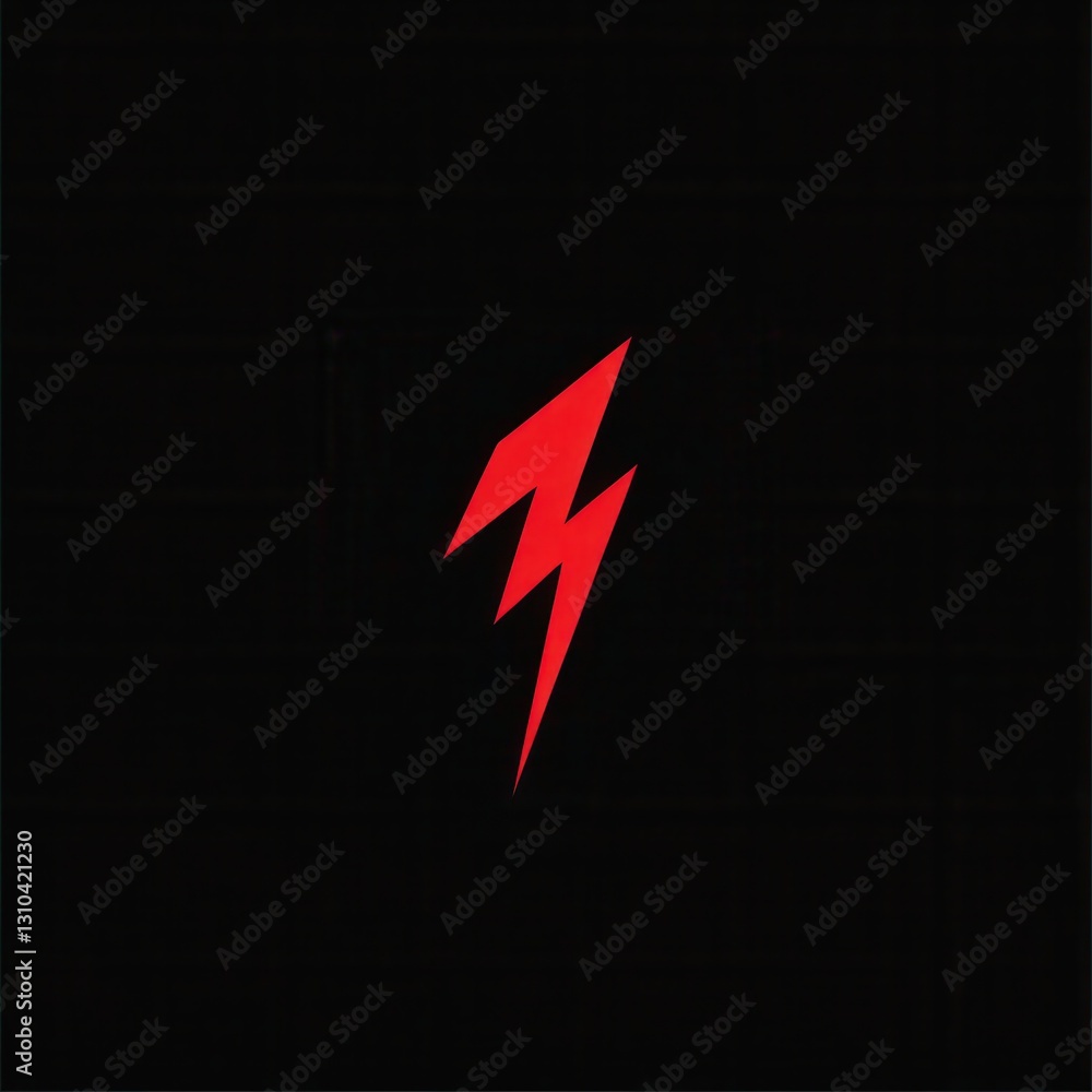 Aufkleber Minimalist design featuring a bold red lightning bolt against a stark black background for striking visual impact