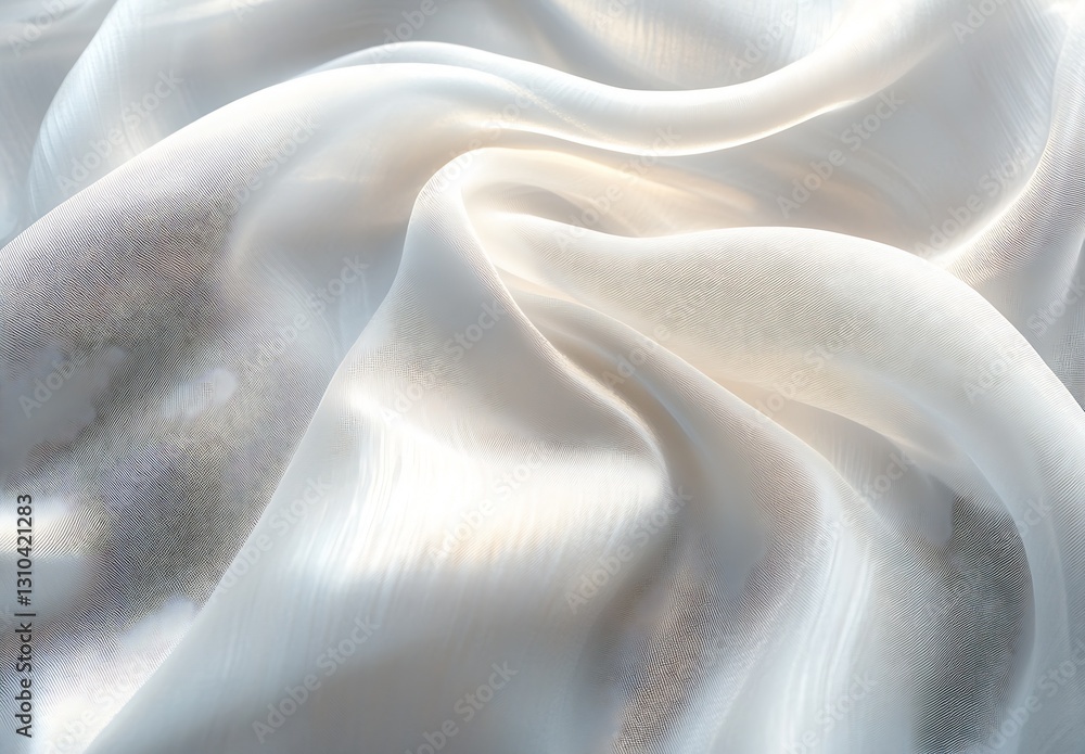 Poster closeup of exquisite silky fabric showcasing gentle ripples and soft light reflections : generative 