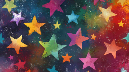 Hand painted collection of adorable stars abstract vector background featuring a vibrant array of charming hand drawn stars. Celestial - Angel. Illustration