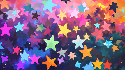 Hand painted collection of adorable stars abstract vector background featuring a vibrant array of charming hand drawn stars. Celestial - Angel. Illustration