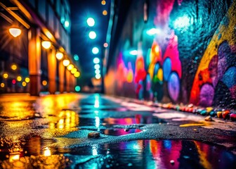 Fototapeta premium Dramatic Low-Light Spray Paint Art on Concrete Texture