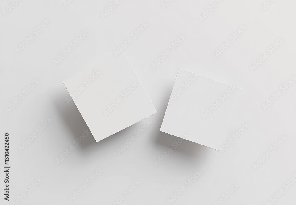 Poster two blank white square boxes positioned on a clean surface for product mockups or design presentatio