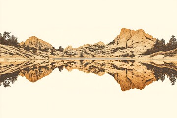 Serene Mountain Lake Reflection in Golden Hues