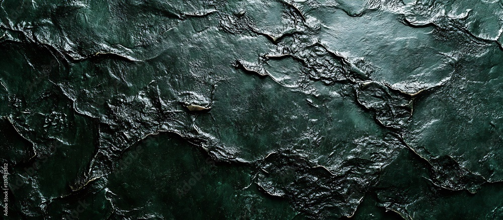 Leinwandbilder Textured Dark Green Surface with Abstract Stone and Rock Patterns for Background Use : Generative AI