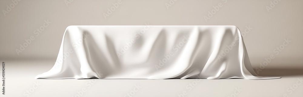 Fototapete sleek modern table covered with soft white fabric creating a minimalist aesthetic for any setting : 