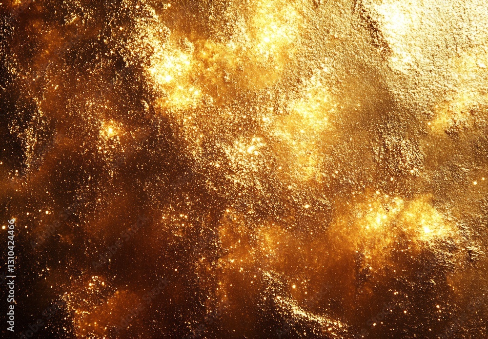 Poster dazzling golden cosmic background filled with shimmering stars and brilliant light : generative ai