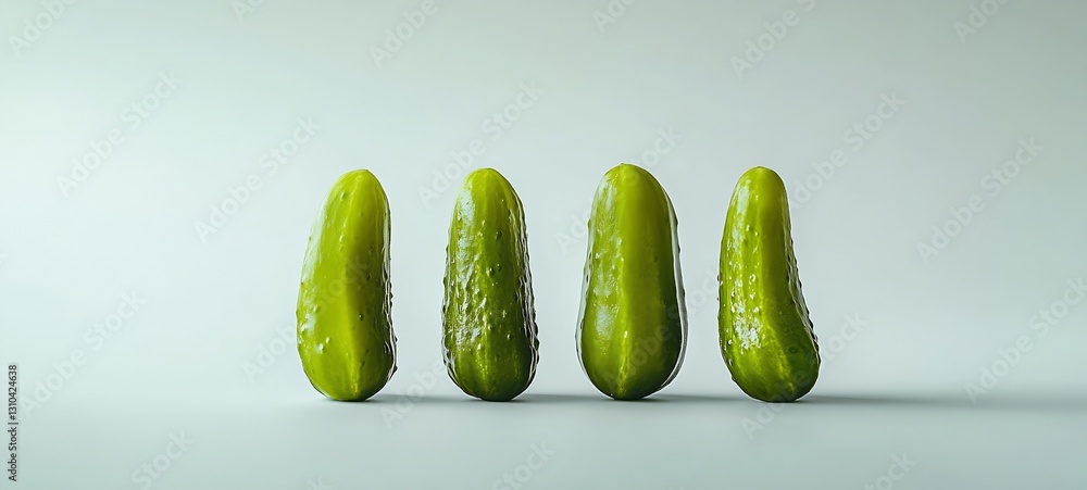 Poster A colorful arrangement of fresh cucumbers displayed together against a soft background highlighting their texture : Generative AI