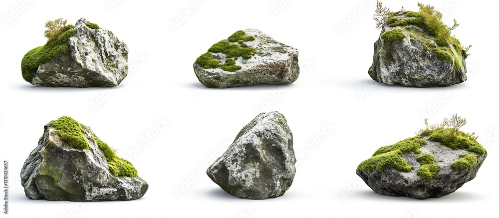 Poster collection of mossy rocks showcasing natural textures and vibrant greenery representing a serene out
