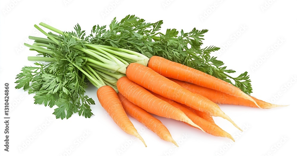 Aufkleber vibrant cluster of orange carrots with greens set against a plain white background for full impact :