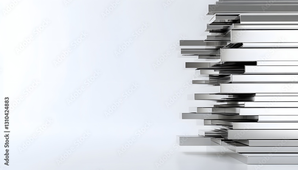 Poster abstract metallic structure stacked rectangular blocks