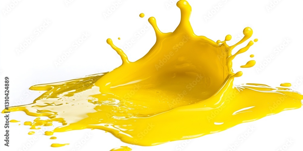 Fototapete vivid yellow paint splash creating dynamic motion against a white background : generative ai