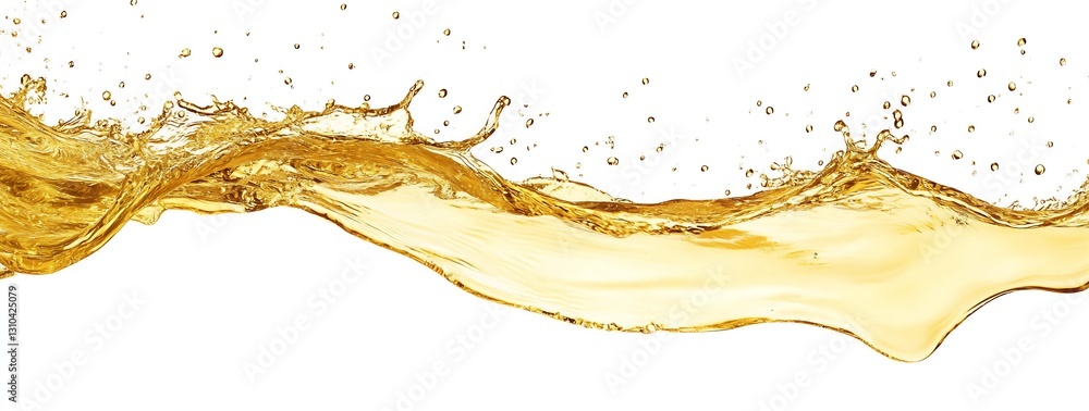 Fototapete golden liquid splashes gracefully creating dynamic waves and droplets reflecting light : generative 