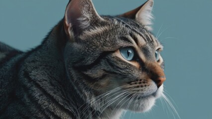 A 4K resolution, professionally designed flat vector art image, optimized for use as a phone wallpaper, featuring a prominent 100px flat design cat as the central element, set against a cold-colored b