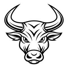a bold illustration of a bull's mascot head with sharp horns and an intense expression, conveying strength and determination. vector illustration