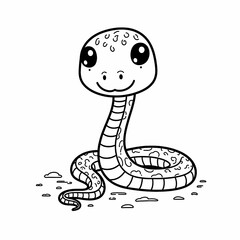 Fototapeta premium Cute Baby Snake Coloring Page for Kids – Simple and Bold Animal Illustration