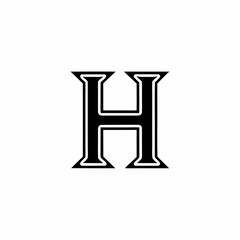 black letter "H" graphic design on a isolated background. The letter is in a bold font. The simplicity makes this image versatile, vector illustration