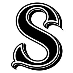 the letter "S" in a bold, stylized black and white design vector illustration