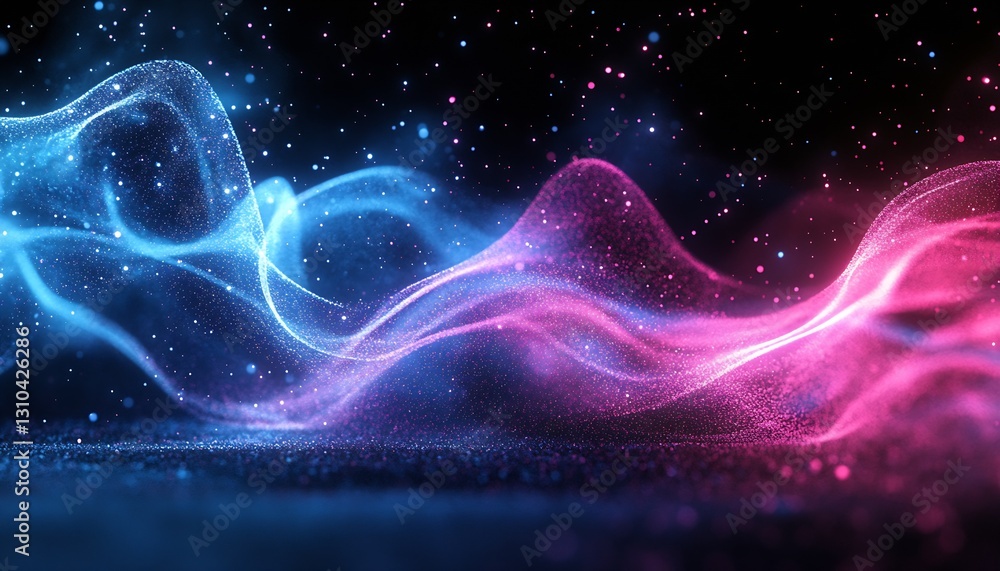 Poster vibrant blue and pink swirls of light create an abstract cosmic landscape in high definition : gener
