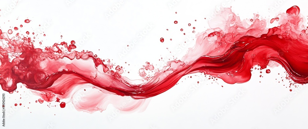 Fototapete Dynamic Red Abstract Liquid Splash on White Background Representing Motion and Energy : Generative AI