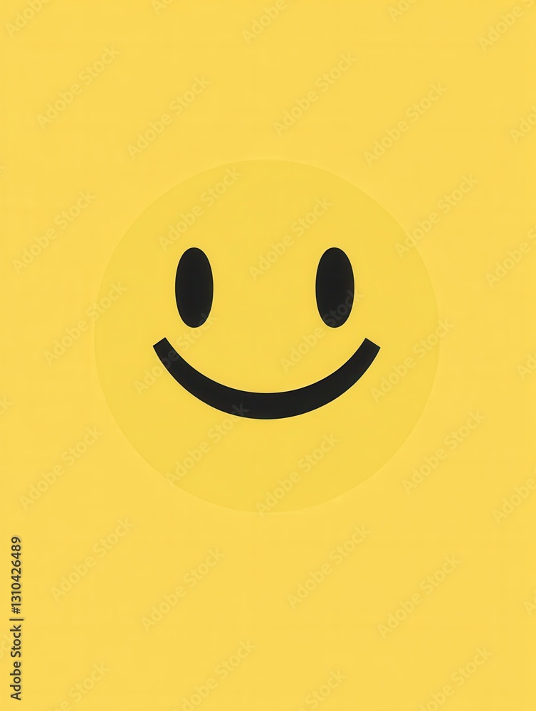 Leinwandbilder minimalist smiling face icon in bright yellow color with flat design and simple features conveying h