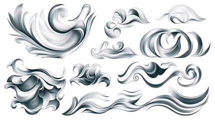 Fototapeta premium Decorative flourishes, swirls, and abstract ornaments, background design elements