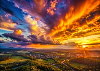 Dramatic Twilight Sky: Abstract Sunset Cloud Formation Drone Photography
