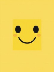 Minimalist bright yellow smiling face icon in flat design conveying joy and positivity