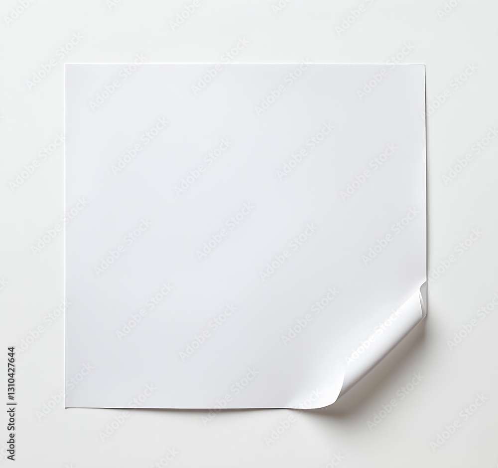 Poster square sheet of white paper with a slight roll for creativity and inspiration : generative ai