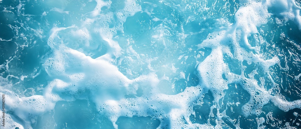 Fototapete beautiful close up of the clear blue ocean waves with white foam creating a refreshing coastal view 